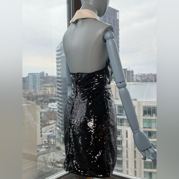 🆕 BRONX & BANCO 🧿 NWOT Wednesday Black Sequin Halterneck Mini Dress Sz XS US 2 - Picture 6 of 14